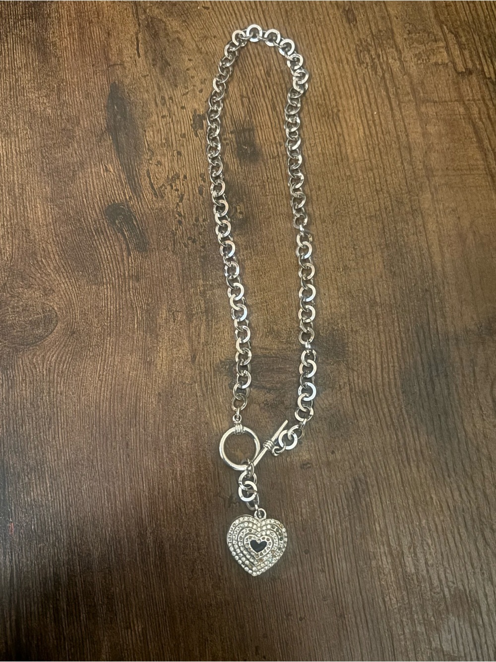 Silver Heart Pendant Chain Necklace - Women's Jewelry